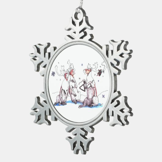 Cute Alaska Wildlife Ornament met kerstsnowflake (Rechts)