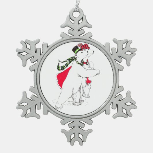 Cute Alaska Wildlife Ornament met kerstsnowflake. (Voorkant)