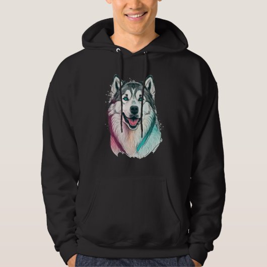 Cute Alaskan Malamute Dog on Alaskan Malamute   1 Hoodie (Voorkant)