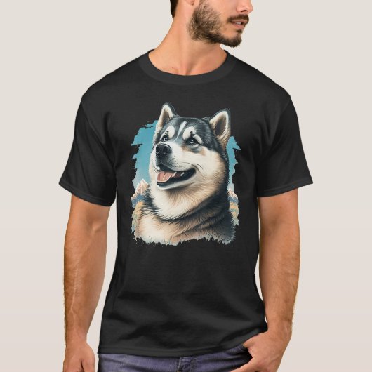 Cute Alaskan Malamute Dog on Alaskan Malamute  2 T-shirt (Voorkant)