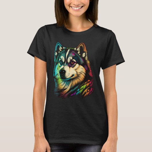 Cute Alaskan Malamute Dog on Alaskan Malamute Love T-shirt (Voorkant)