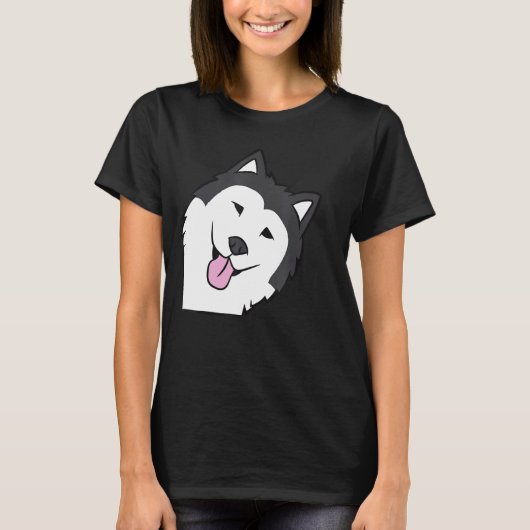 Cute Alaskan Malamute Dog Peking from Side T-shirt (Voorkant)