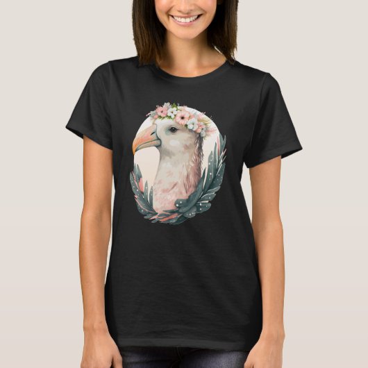 Cute Albatross Bird Flower Crown Floral Tropical B T-shirt (Voorkant)
