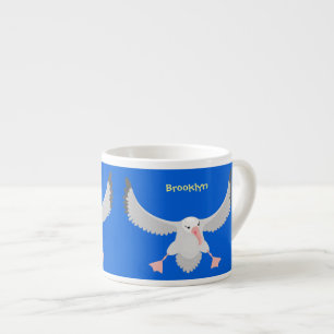 Cute albatross vogelvliegende cartoon illustratie espresso kop
