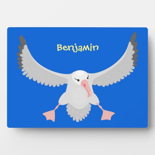 Cute albatross vogelvliegende cartoon illustratie fotoplaat (voorkant)