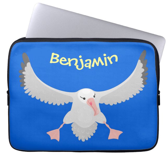 Cute albatross vogelvliegende cartoon illustratie laptop sleeve (Voorkant)