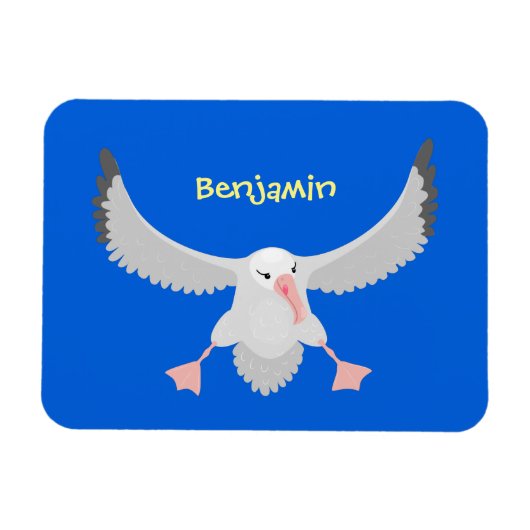 Cute albatross vogelvliegende cartoon illustratie magneet (Horizontaal)