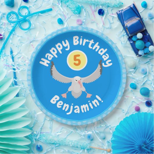 Cute albatross vogelvliegende cartoon illustratie papieren bordje (Feest)