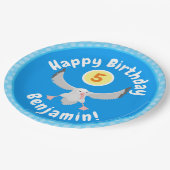 Cute albatross vogelvliegende cartoon illustratie papieren bordje (Gekanteld)