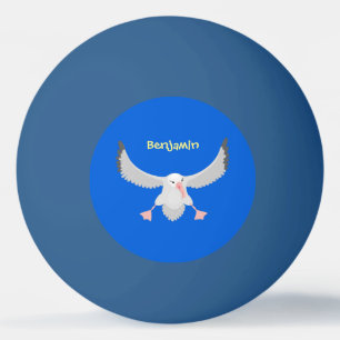Cute albatross vogelvliegende cartoon illustratie pingpongbal
