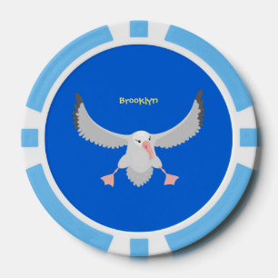Cute albatross vogelvliegende cartoon illustratie poker chips