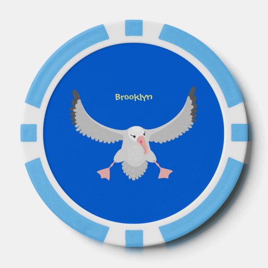 Cute albatross vogelvliegende cartoon illustratie poker chips (Voorkant)