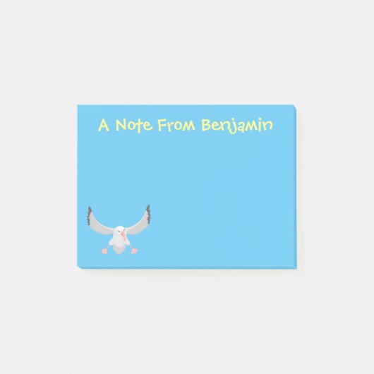 Cute albatross vogelvliegende cartoon illustratie post-it® notes (Voorkant)