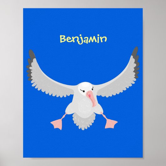 Cute albatross vogelvliegende cartoon illustratie poster (Voorkant)