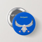 Cute albatross vogelvliegende cartoon illustratie ronde button 5,7 cm (Voorkant /achterkant)