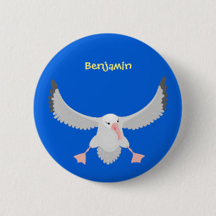 Cute albatross vogelvliegende cartoon illustratie ronde button 5,7 cm