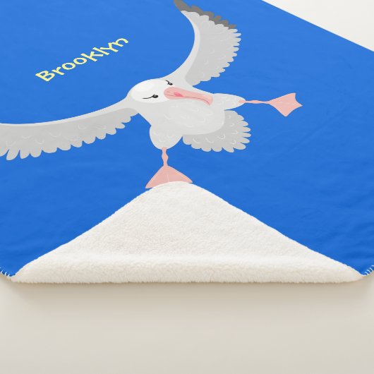 Cute albatross vogelvliegende cartoon illustratie sherpa deken (3/4)
