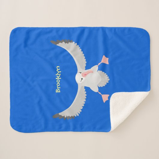 Cute albatross vogelvliegende cartoon illustratie sherpa deken (Voorkant (horizontaal))