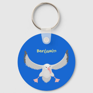 Cute albatross vogelvliegende cartoon illustratie sleutelhanger