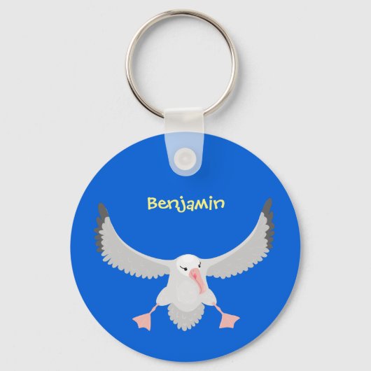 Cute albatross vogelvliegende cartoon illustratie sleutelhanger (Voorkant)