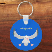 Cute albatross vogelvliegende cartoon illustratie sleutelhanger (Voorkant)