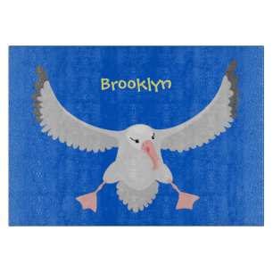 Cute albatross vogelvliegende cartoon illustratie snijplank