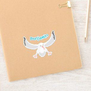 Cute albatross vogelvliegende cartoon illustratie sticker
