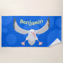 Cute albatross vogelvliegende cartoon illustratie strandlaken