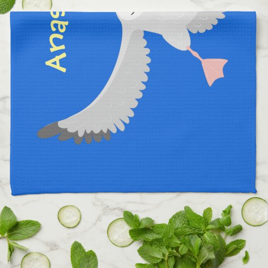 Cute albatross vogelvliegende cartoon illustratie theedoek (Gevouwen)