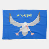 Cute albatross vogelvliegende cartoon illustratie theedoek (Horizontaal)