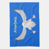 Cute albatross vogelvliegende cartoon illustratie theedoek (Verticaal)