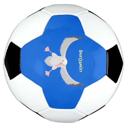 Cute albatross vogelvliegende cartoon illustratie voetbal (Gedraaid)