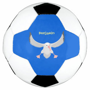 Cute albatross vogelvliegende cartoon illustratie voetbal