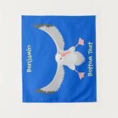 Cute albatross vogelvliegende cartoon illustratie wandkleed (Voorkant)