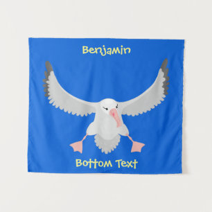 Cute albatross vogelvliegende cartoon illustratie wandkleed