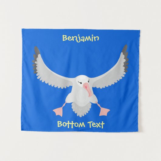 Cute albatross vogelvliegende cartoon illustratie wandkleed (Voorkant (horizontaal))