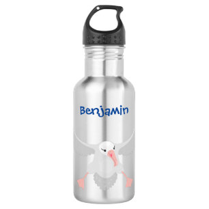 Cute albatross vogelvliegende cartoon illustratie waterfles