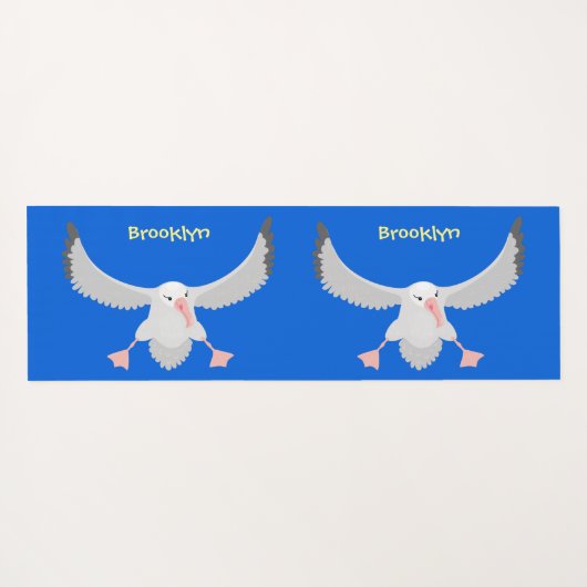 Cute albatross vogelvliegende cartoon illustratie yogamat (Achterkant (horizontaal))