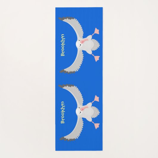 Cute albatross vogelvliegende cartoon illustratie yogamat (Achterkant)