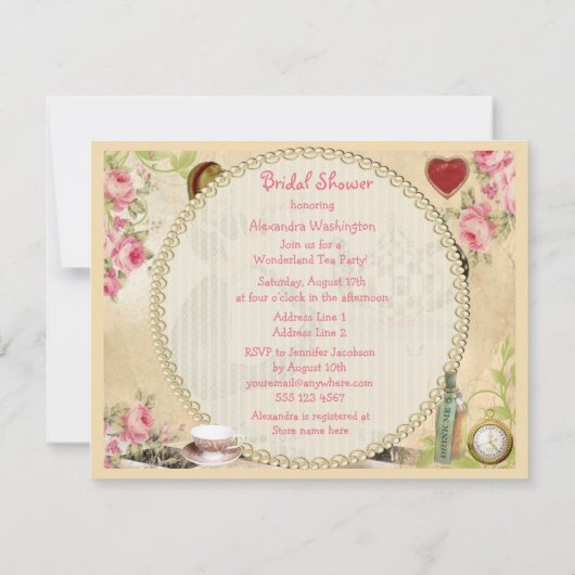 Cute  Alice in het Vrijgezellenfeest Wonderland Kaart (Achterkant)