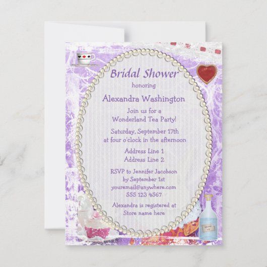 Cute Alice in het Wonderland Vrijgezellenfeest Col Kaart (Achterkant)