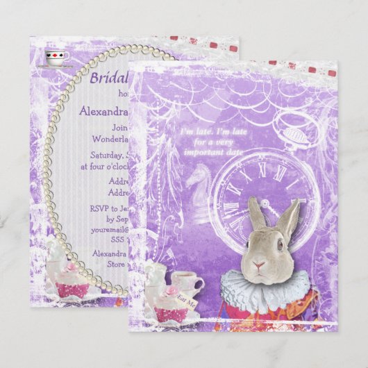 Cute Alice in het Wonderland Vrijgezellenfeest Col Kaart (Voorkant / Achterkant)