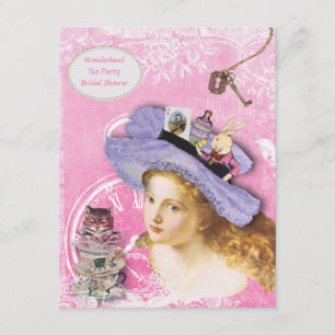 Cute Alice in Wonderland Collage Vrijgezellenfeest Kaart