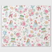 Cute Alice in Wonderland Mad Hatter Tea Party Cadeaupapier (Vlak)