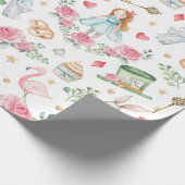 Cute Alice in Wonderland Mad Hatter Tea Party Cadeaupapier (Hoek)