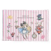 Cute Alice in Wonderland Pink Stripe Bedding Kussensloop (Achterkant)