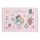 Cute Alice in Wonderland Pink Stripe Bedding Kussensloop (Voorkant)