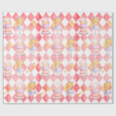 Cute Alice in Wonderland Red Gift Wrapping Paper Cadeaupapier (Vlak)