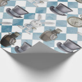 Cute Alice in Wonderland Slate Blue Wrapping Paper Cadeaupapier (Hoek)