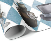 Cute Alice in Wonderland Slate Blue Wrapping Paper Cadeaupapier (Rol Hoek)